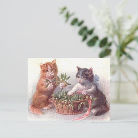 Carte Postale Chats & Mistletoe (Debout devant)