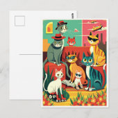 Carte Postale Chats modernes du milieu du siècle en vacances (Devant / Derrière)