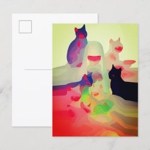 Carte Postale Chats mystiques et esprits – Art abstrait et vibra