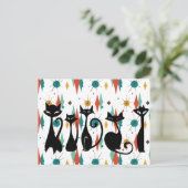 Carte Postale Chats noirs cool moderne du milieu du siècle (Debout devant)