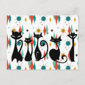 Carte Postale Chats noirs cool moderne du milieu du siècle (Devant)