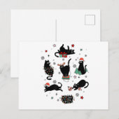Carte Postale Chats noirs de Noël (Devant / Derrière)
