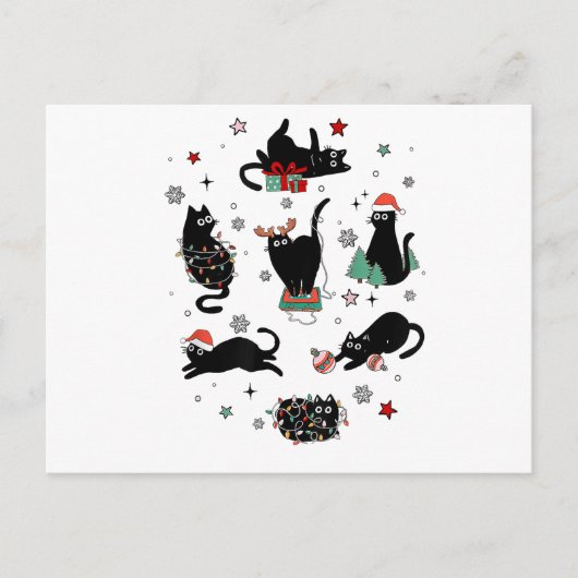 Carte Postale Chats noirs de Noël (Devant)