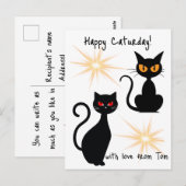 Carte Postale Chats noirs rétro avec texte modifiable - explosio (Devant / Derrière)