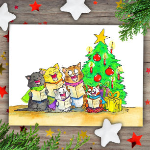Carte Postale Chats qui chantent Noël 