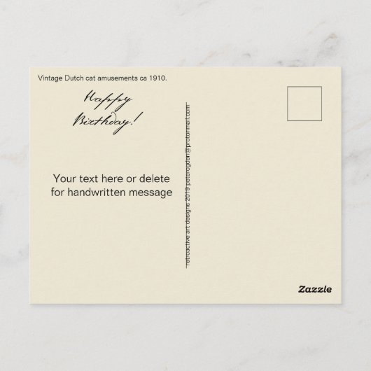 Carte Postale Chats Rétro Drôles Jouant sur une Balançoire Joyeu (Dos)