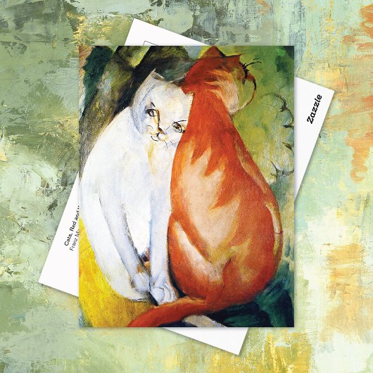 Carte Postale Chats Rouge et Blanc Franz Marc