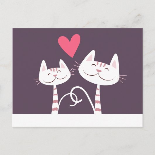 Carte Postale Chats souriants dans Love Purple (Devant)
