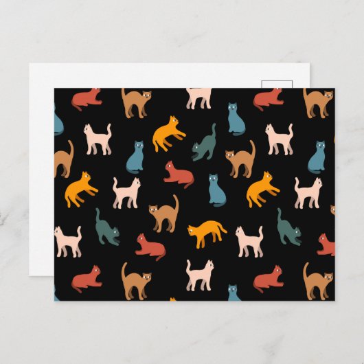 Carte Postale Chats sur le noir (Devant / Derrière)