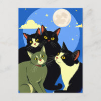 Chats sur le rôdeur sous la Pleine lune