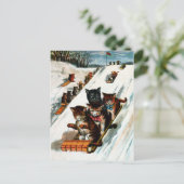 Carte Postale Chats Toboggan vintages (Debout devant)