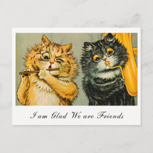 Carte Postale Chats vintage Louis Wain Je suis ravi que nous soy
