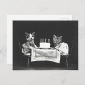 Carte Postale Chats vintages à une fête d'anniversaire (Devant / Derrière)