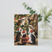 Carte Postale Chats Vintages de Noël personnalisables (Debout devant)