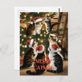 Carte Postale Chats Vintages de Noël personnalisables (Devant / Derrière)