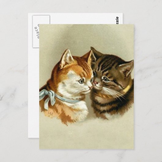 Carte Postale Chats Vintages mignons (Devant / Derrière)