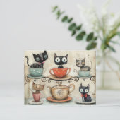 Carte Postale Chats Whimsical Tea Cup (Debout devant)