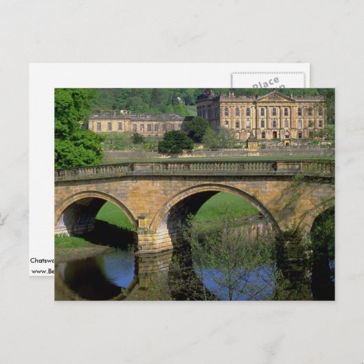 Carte Postale Chatsworth House, Derbyshire, Royaume-Uni (Devant / Derrière)