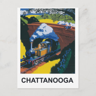 Carte Postale Chattanooga, train à vapeur ferroviaire sous le po