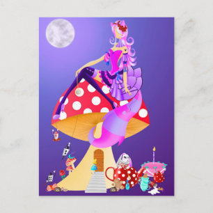Carte Postale Chatte en clair de lune