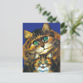 CARTE POSTALE CHATTE ET SON PETIT DE LOUIS WAIN (Debout devant)