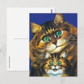 CARTE POSTALE CHATTE ET SON PETIT DE LOUIS WAIN (Devant / Derrière)