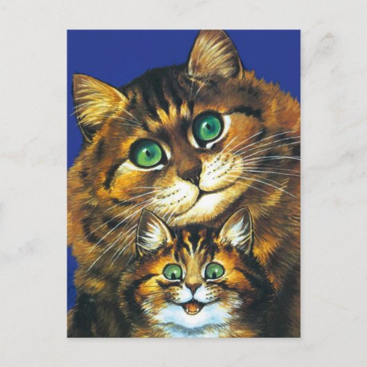 CARTE POSTALE CHATTE ET SON PETIT DE LOUIS WAIN (Devant)