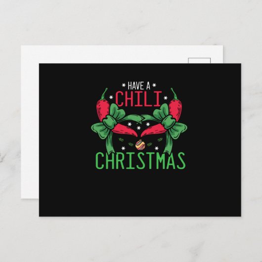 Carte Postale Chaud Chili Pepper Design de Noël, Unisex (Devant / Derrière)