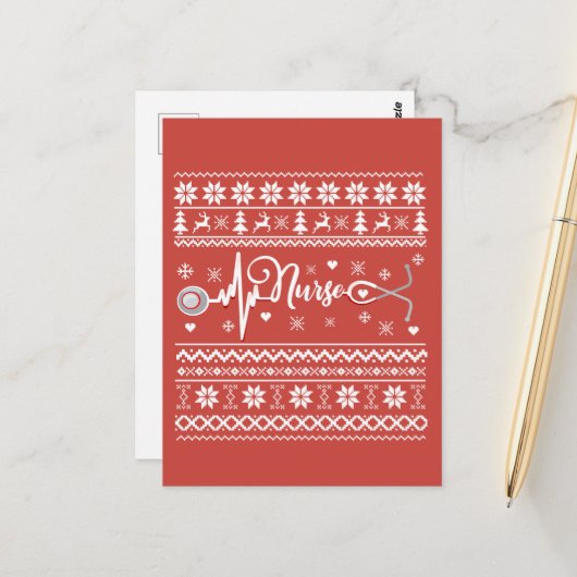 Carte Postale Chaud de Noël joyeux et moche (Devant/Arrière en situation)