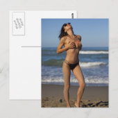 Carte Postale ● Chaud ! ● photo de la fille de la plage de bikin (Devant / Derrière)