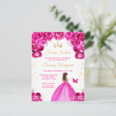 Carte Postale Chaud rose Brunette Cheveux Princesse Sweet sixtee (Debout devant)