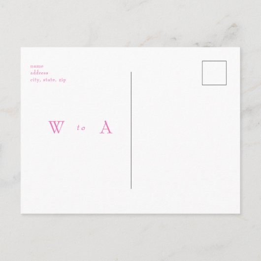 Carte Postale Chaud rose simple texte seulement Mariage Enregist (Dos)