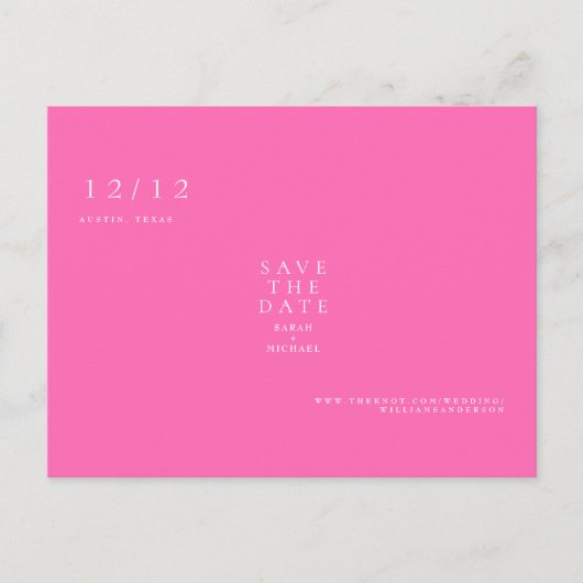 Carte Postale Chaud rose simple texte seulement Mariage Enregist (Devant)