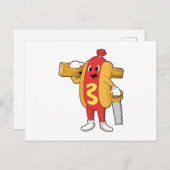 Carte Postale Chaudron comme charpentier avec scie et bois (Devant / Derrière)