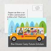 Carte Postale Chauffeur de bus scolaire Cute Owl Merci (Devant / Derrière)