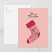 Carte Postale Chaussette de Noël joyeux (Devant / Derrière)