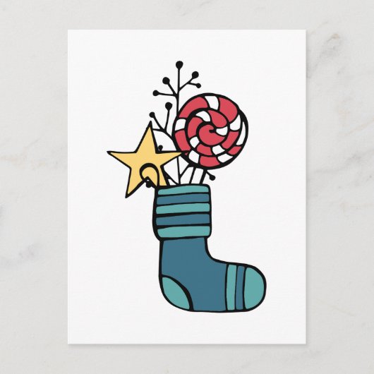 Carte Postale Chaussette de Noël pour bonbons (Devant)