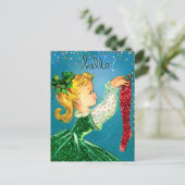 Carte Postale Chaussettes rouges de Noël vintage pailletées mono (Debout devant)