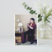 Carte Postale Chaussure brille Garçon jouant de la flûte et son  (Debout devant)