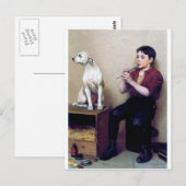 Carte Postale Chaussure brille Garçon jouant de la flûte et son  (Devant / Derrière)