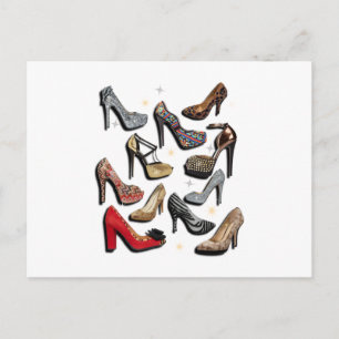 Carte Postale Chaussure collage haut talon Sparkle Fashion Pompe
