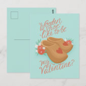 Carte Postale Chaussure en bois soit ma Saint Valentin (Devant / Derrière)