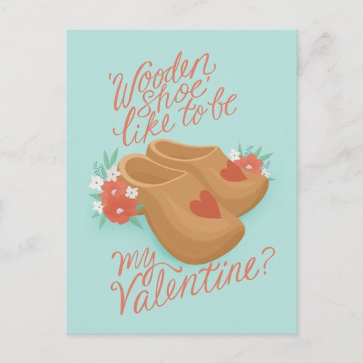 Carte Postale Chaussure en bois soit ma Saint Valentin (Devant)
