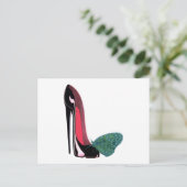 Carte Postale Chaussure et papillon Stiletto noir (Debout devant)