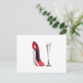 Carte Postale Chaussure et verre de flute de Champagne Stiletto (Debout devant)