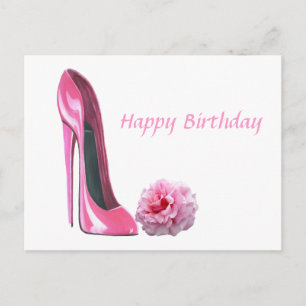Carte Postale Chaussure rose Stiletto Art et beau Rose