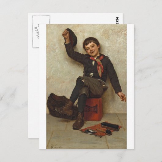 Carte Postale Chaussure Shine Boy par John George Brown (Devant / Derrière)