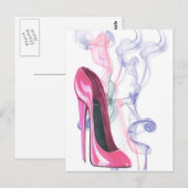 Carte Postale Chaussure Stiletto Rose (Devant / Derrière)