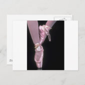 Carte Postale chaussures à orteil de satin rose (Devant / Derrière)