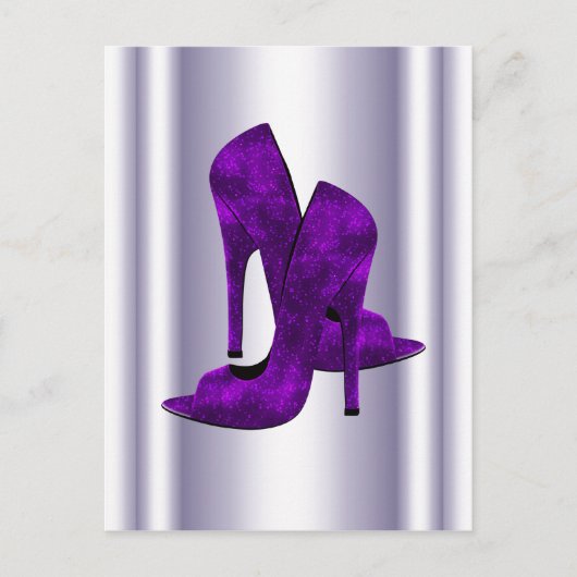Carte Postale Chaussures à talon élevé violet (Devant)